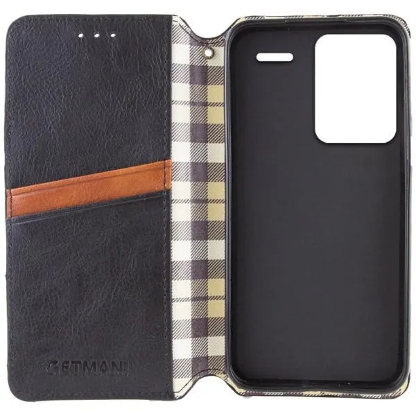 Шкіряний чохол-книжка GETMAN Cubic (PU) для Xiaomi Redmi Note 13 Pro+ — Чорний — фото 3