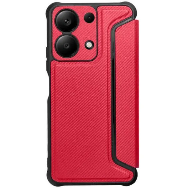 Кожаный чехол-книжка GETMAN Razor (PU) для Xiaomi Redmi Note 13 Pro 4G / Poco M6 Pro 4G — Красный — фото 2