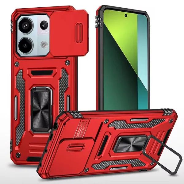 Ударостійкий чохол Camshield Army Ring для Xiaomi Redmi Note 13 Pro 4G / 14s / Poco M6 Pro 4G — Червоний — фото 1 Ударостійкий чохол Camshield Army Ring для Xiaomi Redmi Note 13 Pro 4G / 14s / Poco M6 Pro 4G — Червоний — фото 1