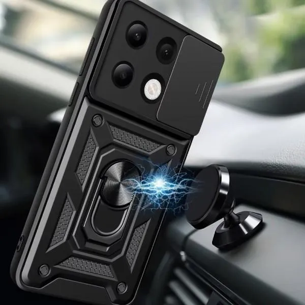 Ударопрочный чехол Camshield Serge Ring для Xiaomi Redmi Note 13 4G — Черный — фото 3
