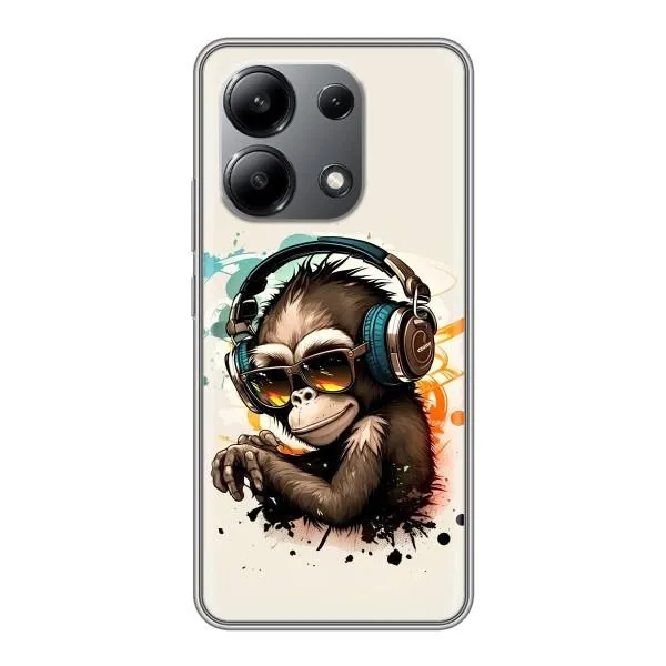 Чехол с принтом «Макака в наушниках» для Xiaomi Redmi Note 13 (4G)