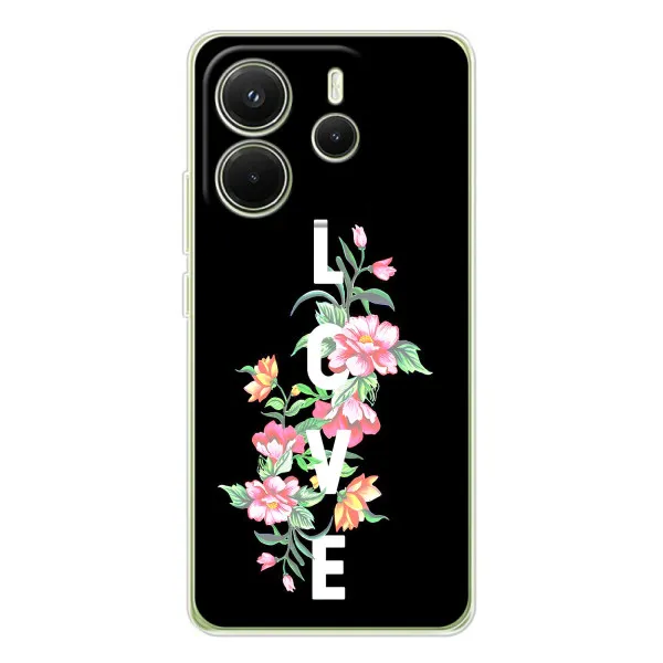 Чехол с принтом «Цветы LOVE» для Xiaomi Redmi Note 14 4G (Global)
