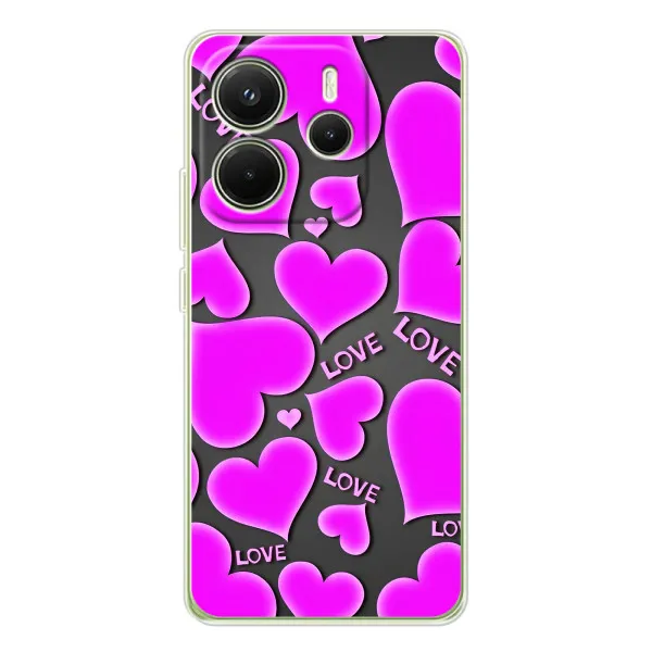 Чехол с принтом «Pink hearts» для Xiaomi Redmi Note 14 4G (Global)