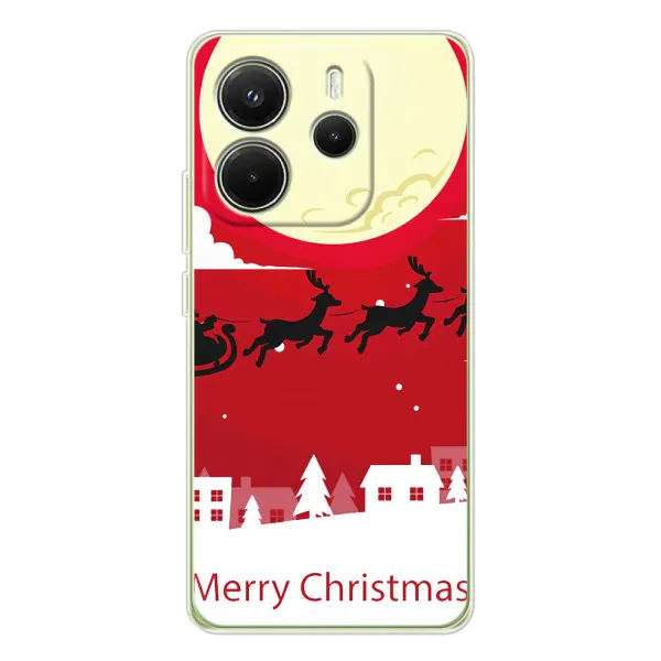 Чехол с принтом «Санта с оленями» для Xiaomi Redmi Note 14 4G (Global)