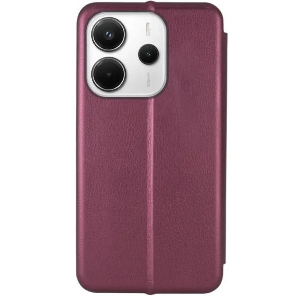 Кожаный чехол-книжка Classy для Xiaomi Redmi Note 14 4G (Int. version) — Бордовый — фото 2