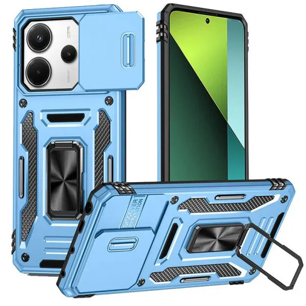 Ударопрочный чехол Camshield Army Ring для Xiaomi Redmi Note 14 4G (Int. version) / 14 5G — Голубой
