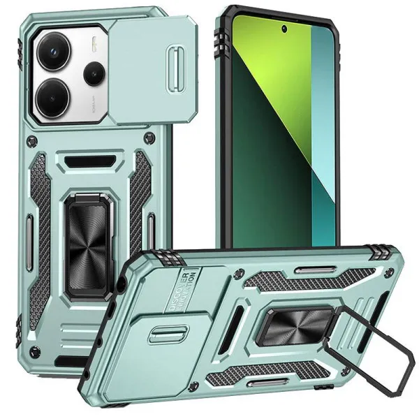 Ударопрочный чехол Camshield Army Ring для Xiaomi Redmi Note 14 4G (Int. version) / 14 5G — Зеленый — фото 1