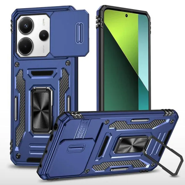 Ударопрочный чехол Camshield Army Ring для Xiaomi Redmi Note 14 4G (Int. version) / 14 5G — Синий