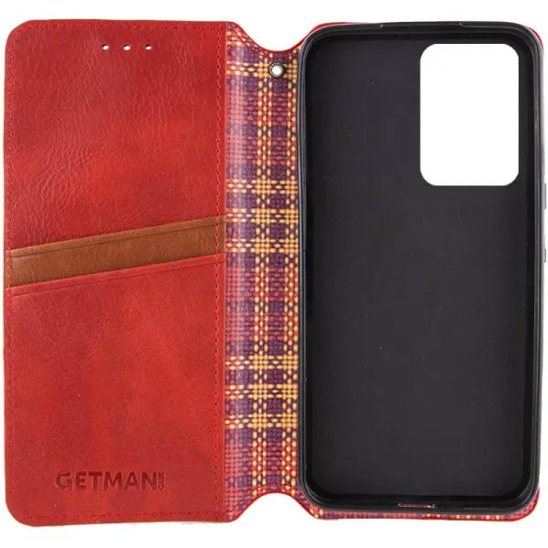 Кожаный чехол-книжка GETMAN Cubic (PU) для Xiaomi Redmi Note 14 4G (Int. version) — Красный — фото 3 Кожаный чехол-книжка GETMAN Cubic (PU) для Xiaomi Redmi Note 14 4G (Int. version) — Красный — фото 3