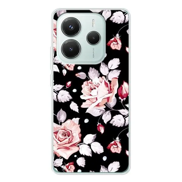 Чехол с принтом «Цветочки на черном» для Xiaomi Redmi Note 14 5G