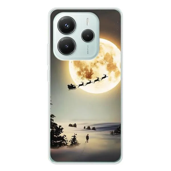 Чехол с принтом «Санта на луне» для Xiaomi Redmi Note 14 5G