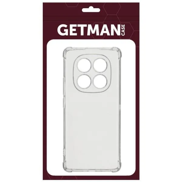 TPU чехол GETMAN Ease logo усиленные углы Full Camera для Xiaomi Redmi Note 14 Pro 5G — Прозрачный — фото 4