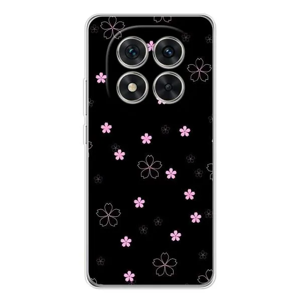 Чохол з принтом «Рожеві квіти на чорному» для Xiaomi Redmi Note 14 Pro 5G