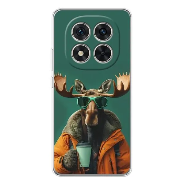 Чехол с принтом «Лось с кофе» для Xiaomi Redmi Note 14 Pro Plus
