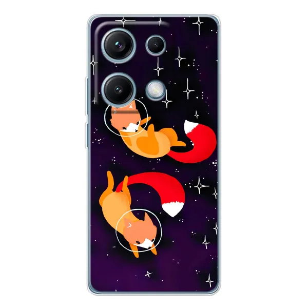 Чехол с принтом «Лисички космонавты» для Xiaomi Redmi Note 14S