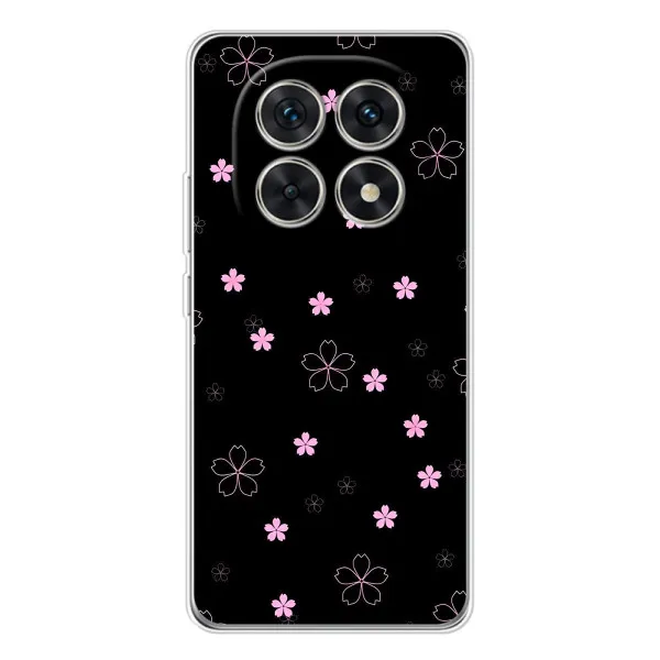 Чохол з принтом «Рожеві квіти на чорному» для Xiaomi Redmi Note 15 5G