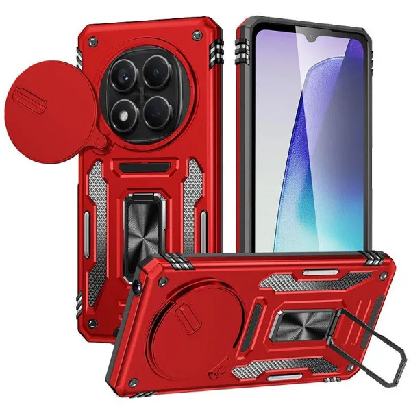 Ударопрочный чехол Camshield Army Ring для Xiaomi Redmi Note 15 Pro+ 5G / Poco M8 Pro 5G — Красный