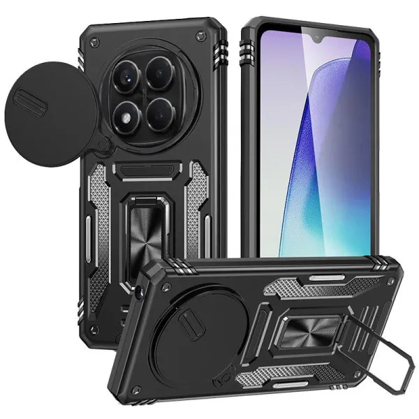 Ударопрочный чехол Camshield Army Ring для Xiaomi Redmi Note 15 Pro+ 5G / Poco M8 Pro 5G — Черный