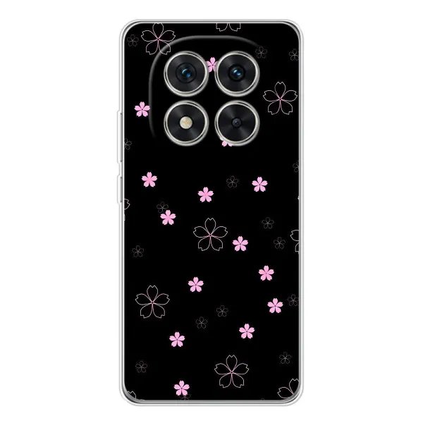 Чехол с принтом «Розовые цветы на черном» для Xiaomi Redmi Note 15 Pro Plus