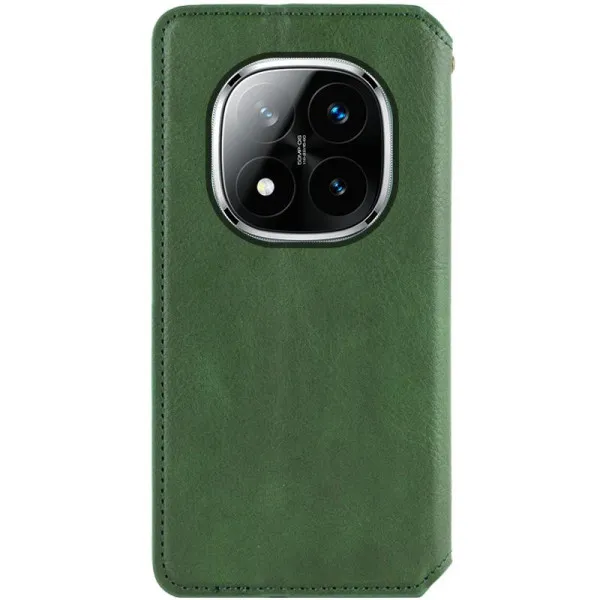 Кожаный чехол-книжка GETMAN Cubic (PU) для Xiaomi Redmi Note 15 Pro 4G — Зеленый — фото 2