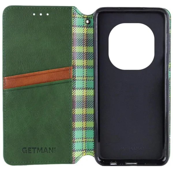Кожаный чехол-книжка GETMAN Cubic (PU) для Xiaomi Redmi Note 15 Pro 4G — Зеленый — фото 3