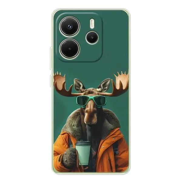 Чохол з принтом «Лось з кавою» для Xiaomi Redmi Note 15 Чохол з принтом «Лось з кавою» для Xiaomi Redmi Note 15