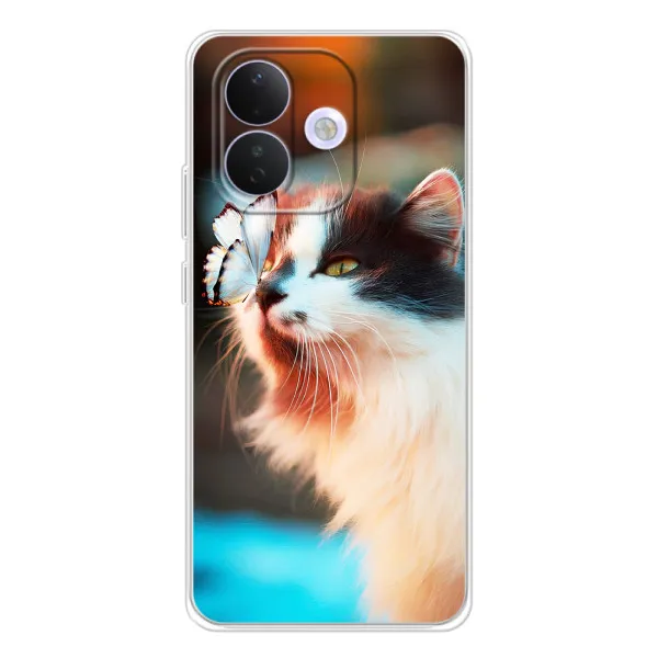 Чехол с принтом «Котик с бабочкой» для Xiaomi Redmi Note 17 Pro