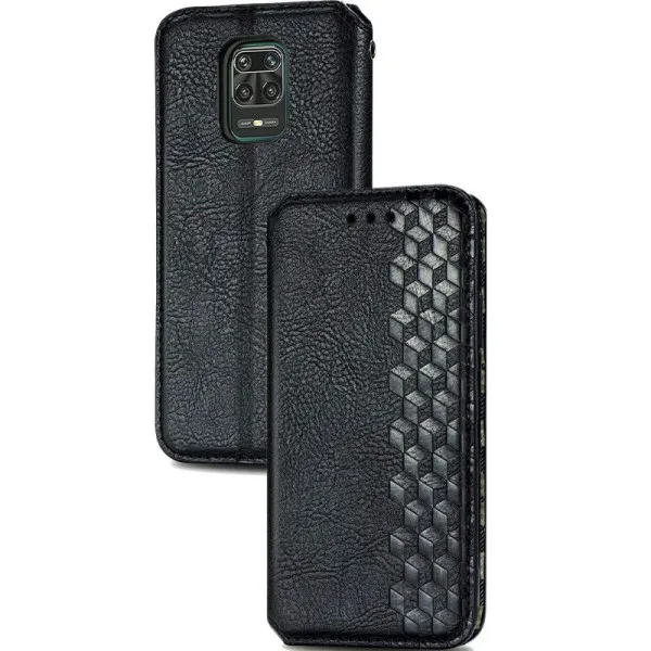Кожаный чехол-книжка GETMAN Cubic (PU) для Xiaomi Redmi Note 9s / Note 9 Pro / Note 9 Pro Max — Черный — фото 3