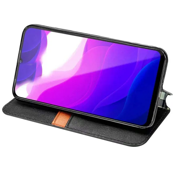 Кожаный чехол-книжка GETMAN Cubic (PU) для Xiaomi Redmi Note 9s / Note 9 Pro / Note 9 Pro Max — Черный — фото 4