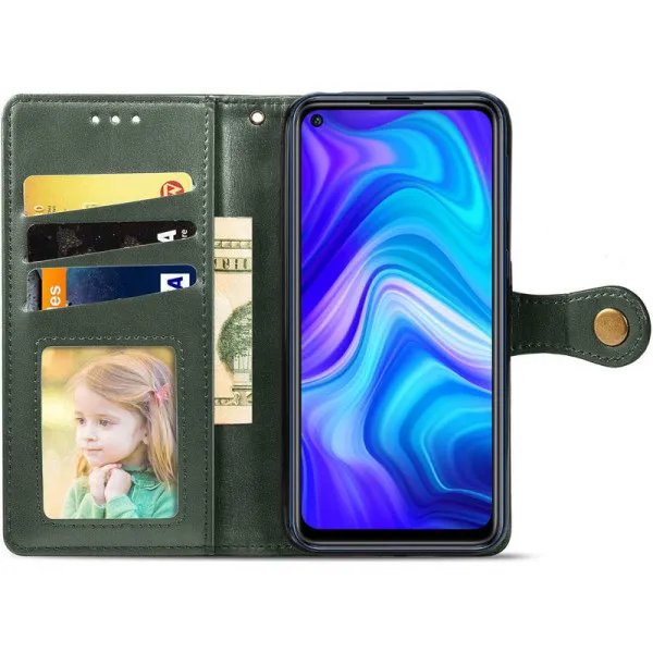 Кожаный чехол-книжка GETMAN Gallant (PU) для Xiaomi Redmi Note 9 / Redmi 10X — Зеленый — фото 3