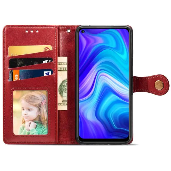 Кожаный чехол-книжка GETMAN Gallant (PU) для Xiaomi Redmi Note 9 / Redmi 10X — Красный — фото 3