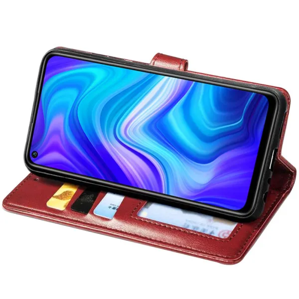 Кожаный чехол-книжка GETMAN Gallant (PU) для Xiaomi Redmi Note 9 / Redmi 10X — Красный — фото 5