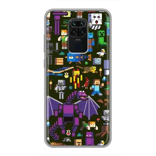 Чехол с принтом «Коллаж Майнкрафт» для Xiaomi Redmi Note 9 Чехол с принтом «Коллаж Майнкрафт» для Xiaomi Redmi Note 9