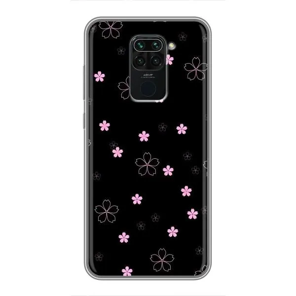 Чехол с принтом «Розовые цветы на черном» для Xiaomi Redmi Note 9