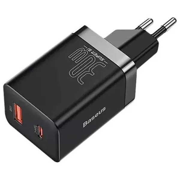 МЗП Baseus Super Si Pro Quick Charger PD30W+QC3.0 (1USB-A/1C) (CCSUPP-E) — Чорний — фото 1 МЗП Baseus Super Si Pro Quick Charger PD30W+QC3.0 (1USB-A/1C) (CCSUPP-E) — Чорний — фото 1
