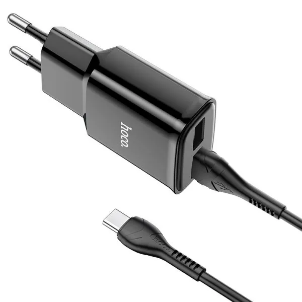 СЗУ Hoco C88A Star round 2.4A (2USB-A) + кабель USB to Type-C — Черный — фото 2