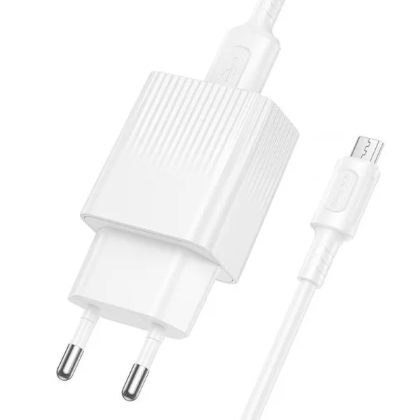 СЗУ Borofone BAS71A Source 10.5W (1USB-A) + кабель USB to MicroUSB — Белый — фото 3