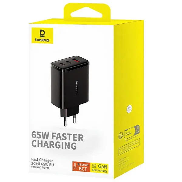 СЗУ Baseus Cube Pro Fast Charger PD65W (1USB-A/2C) (P10111404) — Черный — фото 4