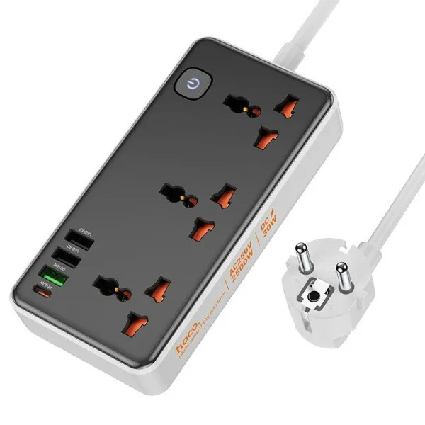 Подовжувач Hoco AC8A Storm (PD30W/1C/3A/3xSocket) (1.5m) — Чорний — фото 1 Подовжувач Hoco AC8A Storm (PD30W/1C/3A/3xSocket) (1.5m) — Чорний — фото 1