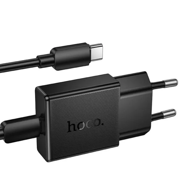 СЗУ Hoco N72 Speed ultra-thin PD20W (1USB-C) + кабель Type-C to Type-C — Черный — фото 3