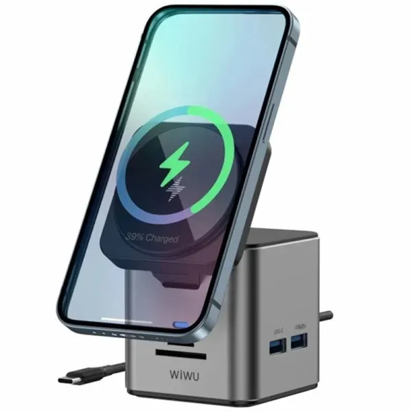 БЗУ WIWU Wi-W025 Cube 9in1 USB-C + HUB — Серый — фото 1 БЗУ WIWU Wi-W025 Cube 9in1 USB-C + HUB — Серый — фото 1