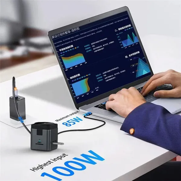 БЗУ WIWU Wi-W025 Cube 9in1 USB-C + HUB — Серый — фото 3 БЗУ WIWU Wi-W025 Cube 9in1 USB-C + HUB — Серый — фото 3