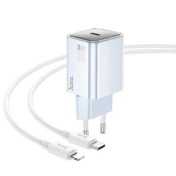 МЗП Hoco N47 Glorious PD30W (1USB-C) + кабель Type-C to Lightning — Blue — фото 2