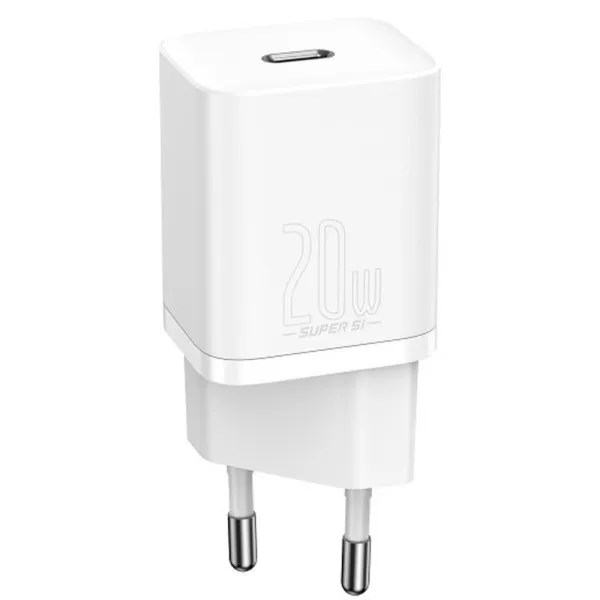 СЗУ Baseus Super Si Quick Charger PD20W (1USB-C) + кабель Type-C to Lightning (TZCCSUP-B) — Белый — фото 2 СЗУ Baseus Super Si Quick Charger PD20W (1USB-C) + кабель Type-C to Lightning (TZCCSUP-B) — Белый — фото 2