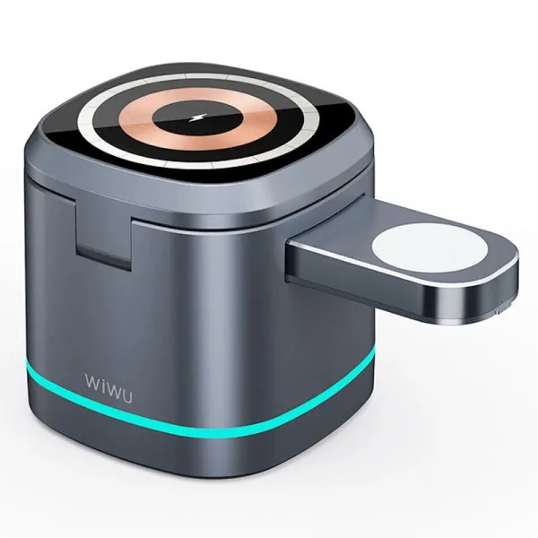 БЗУ WIWU Wi-W024 3 in 1 wireless charger — Серый — фото 2 БЗУ WIWU Wi-W024 3 in 1 wireless charger — Серый — фото 2