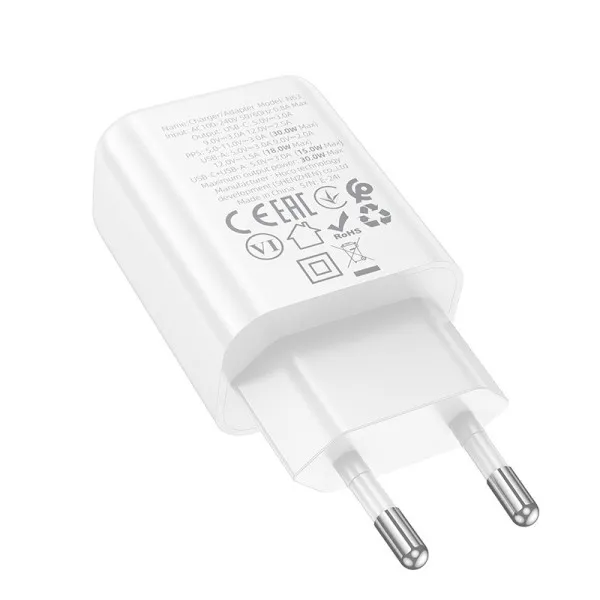 СЗУ Hoco N63 Gentle PD30W+QC3.0 (1USB-A/1C) — Белый — фото 2