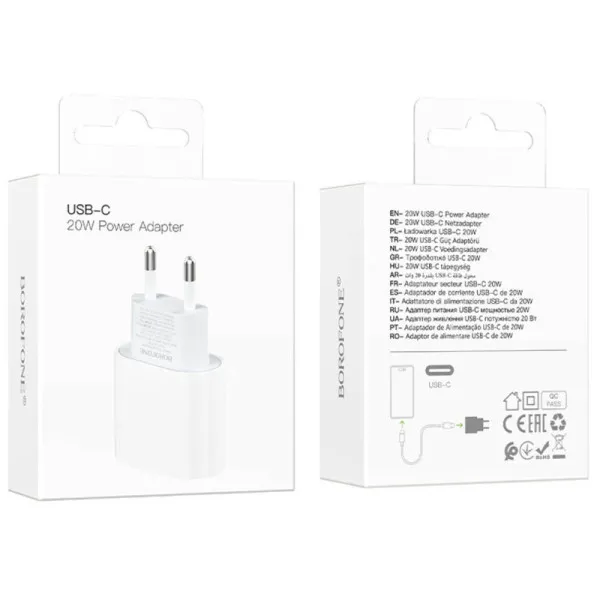 СЗУ Borofone BA100A Original PD20W (1USB-C) — Белый — фото 2 СЗУ Borofone BA100A Original PD20W (1USB-C) — Белый — фото 2