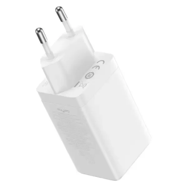 СЗУ Baseus GaN5 Pro PD65W+QC3.0 (1USB-A/2C)  + кабель Type-C to Type-C (CCGP12020) — Белый — фото 4