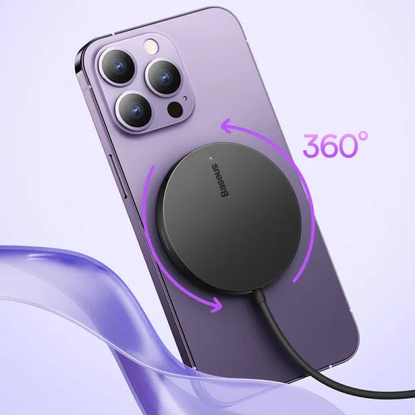 БЗУ Baseus Simple Mini3 Magnetic Wireless Charger 15W (CCJJ0400) — Черный — фото 3
