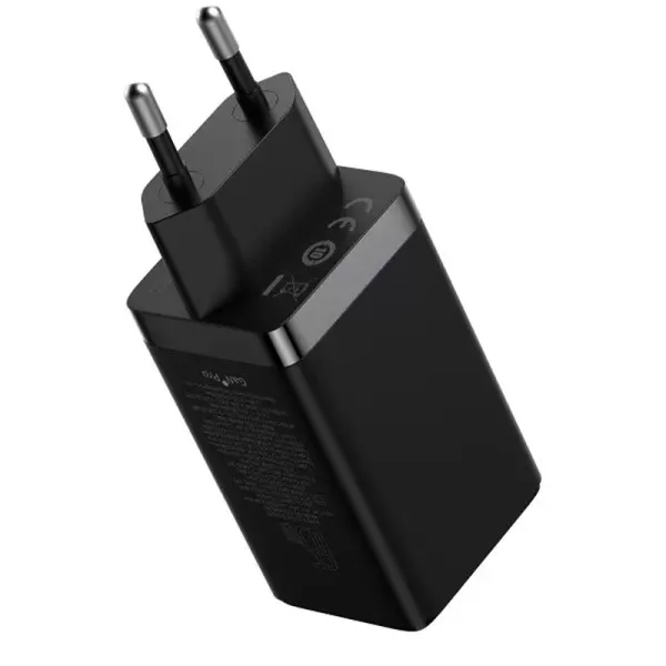 СЗУ Baseus GaN5 Pro PD65W+QC3.0 (1USB-A/2C)  + кабель Type-C to Type-C (CCGP12020) — Черный — фото 4